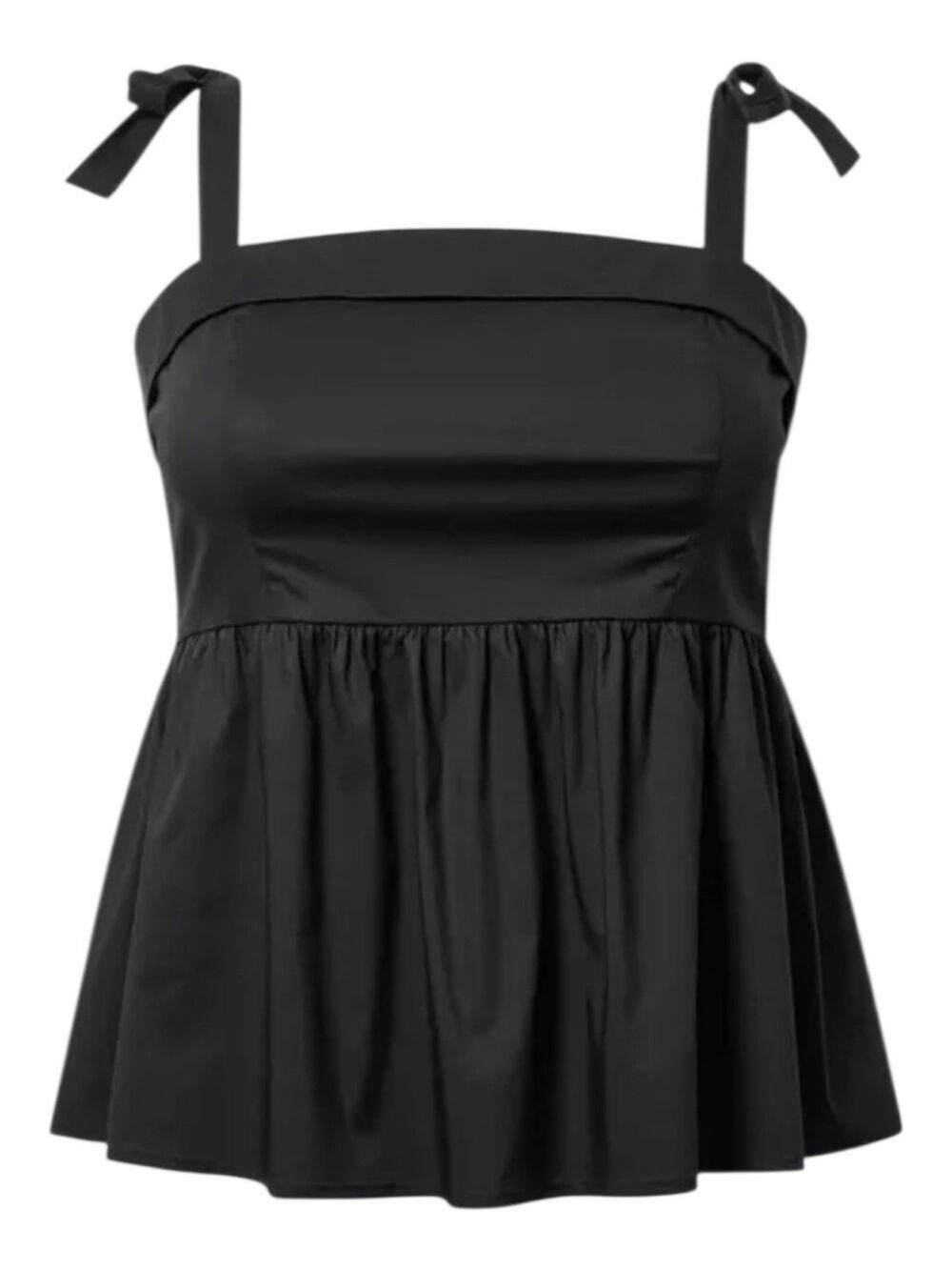 NWT Torrid 5 Poplin Peplum Tie Strap Top Black 5X